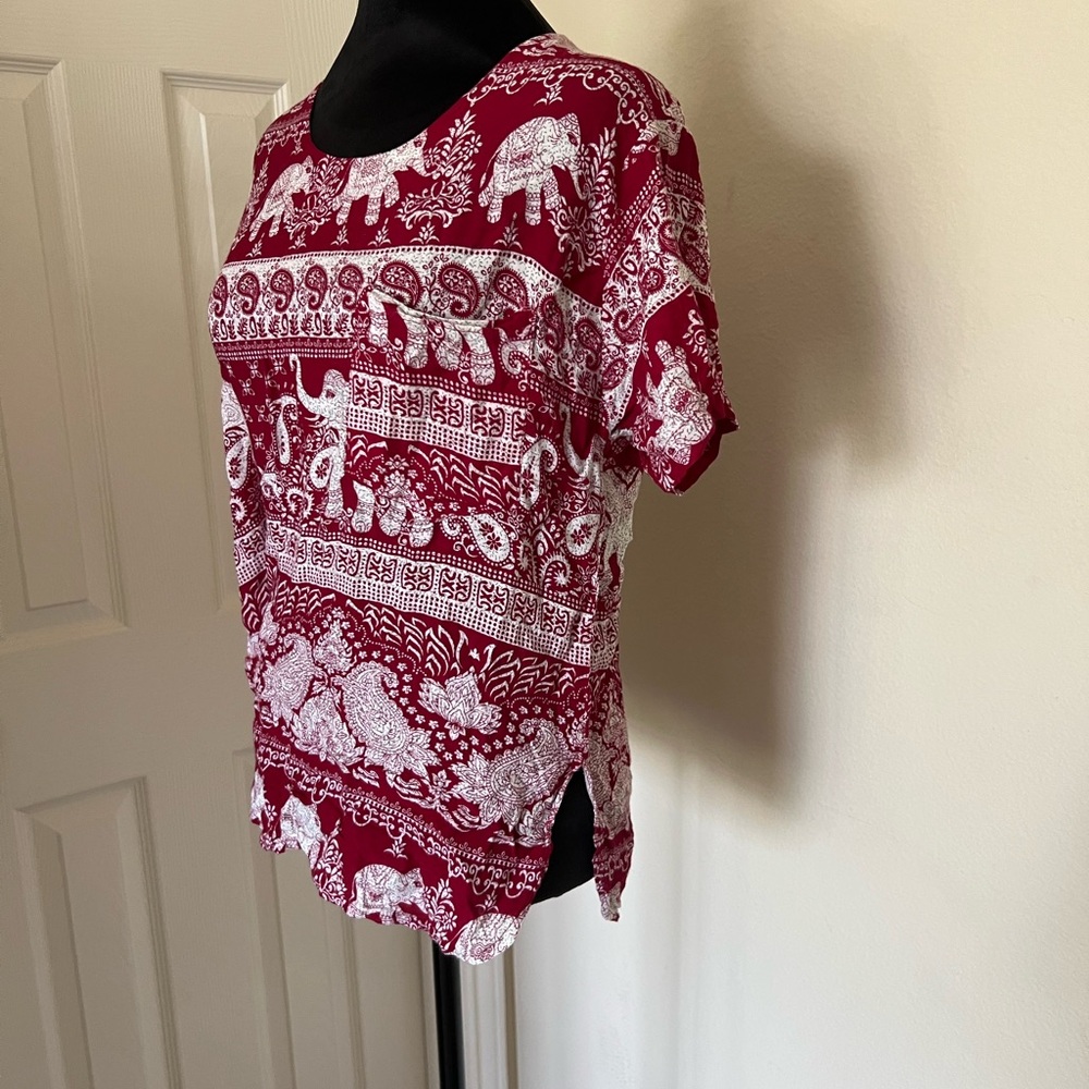 Amazon Red and White Boxy Polo T-Shirt